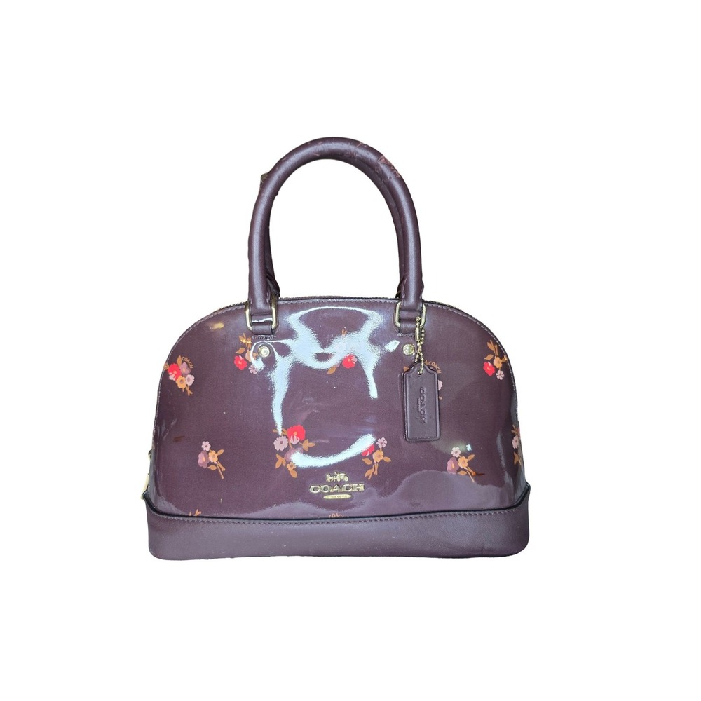 Coach Sierra Satchel Plum Floral Patent Leather Dome Handbag F57621 - Picture 2 of 10
